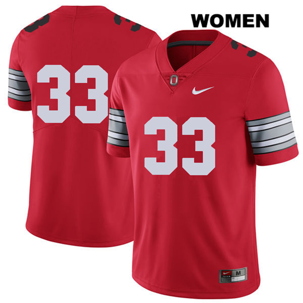 Ohio State Buckeyes Women's Master Teague #33 Red Authentic Nike 2018 Spring Game No Name College NCAA Stitched Football Jersey HG19K11CQ